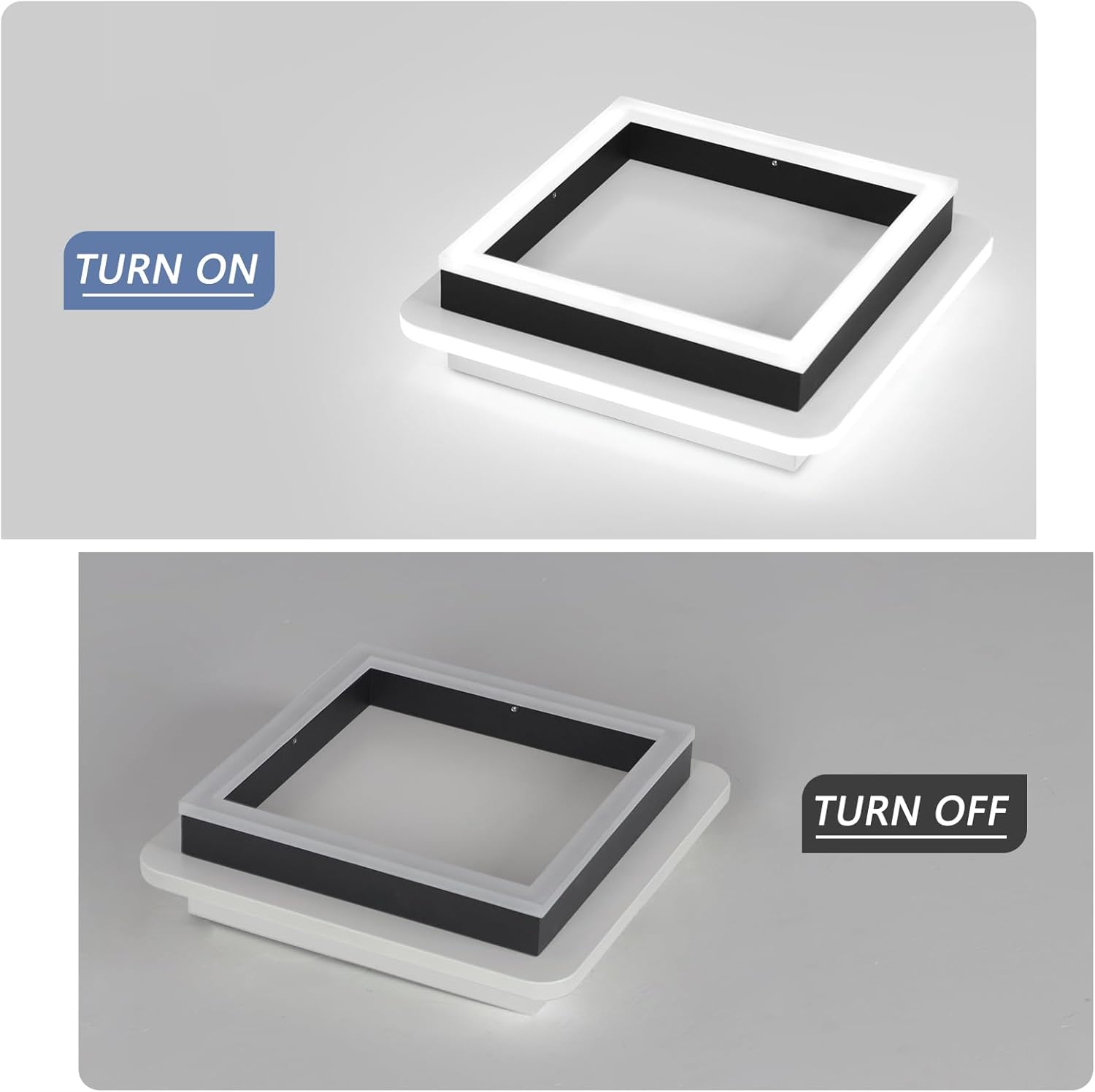 Modern 2-Square Frame LED Flush Mount Ceiling Light