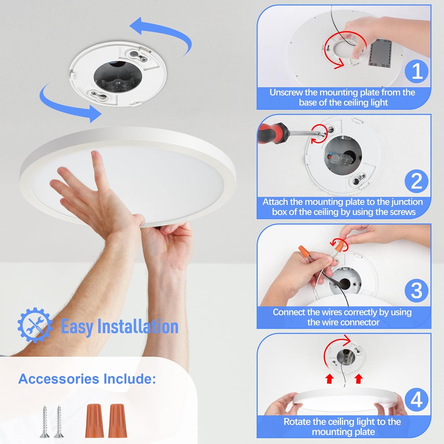 Daylight White LED Flush Mount Ceiling Light